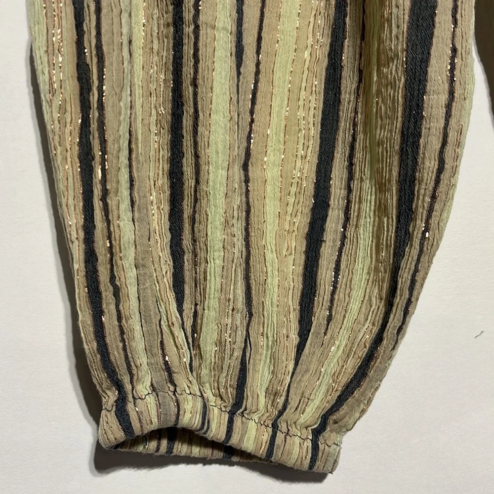 Free People Striped Metallic Baggy Parachute Jogger Pants Size Small - Picture 3 of 6
